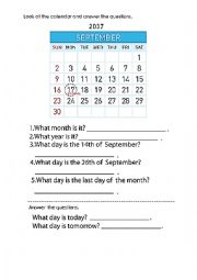 English Worksheet: september