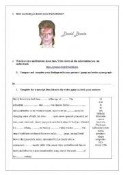 English Worksheet: David Bowie Video comprehension