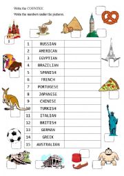 English Worksheet: countries