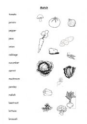 English Worksheet: Vegetables match