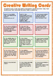 English Worksheet: Creative Writing Cards