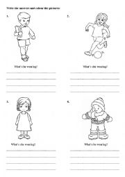 English Worksheet: Whats he/she wearing?