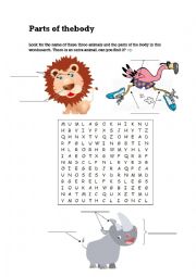 English Worksheet: Parts of the body (animals)