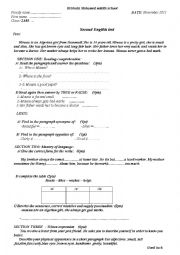 English Worksheet: Test about physical appearance designed for 2nd year Algerian  Middle school students 