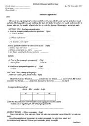 Test about physical appearance designed for 2nd year Algerian  Middle school students 