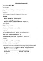 English Worksheet: future simple and perfect