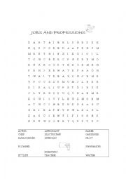 English Worksheet: Wordsearch Jobs