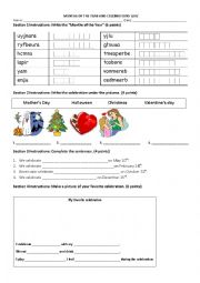 English Worksheet: Celebrations quiz