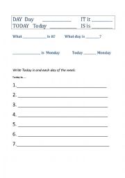 English Worksheet: Today Is Monday