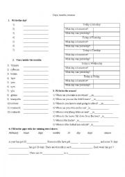 English Worksheet: Days, months, seasons