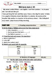 English Worksheet: TEST