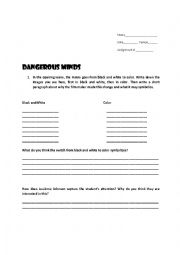 English Worksheet: Dangerous Minds Scaffolded Movie Evaluation