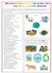 English Worksheet: Mother Nature Needs Us song
