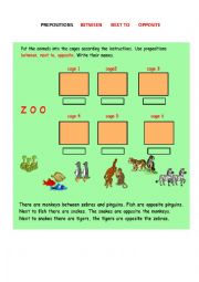 Test - prepositions between, next to, opposite