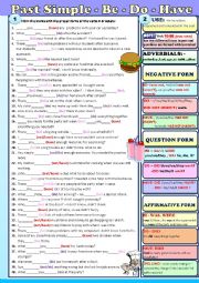 Past Simple of the verbs BE, DO and Have - exercises and explanations