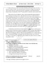 English Worksheet: 3rd year Foreign Lges 1st exam 2015 /2016