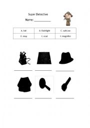 English Worksheet: Detective equipment- shadow matching