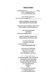 English Worksheet: MJ Black or White lyrics gap filling