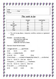 English Worksheet: The verb to be 