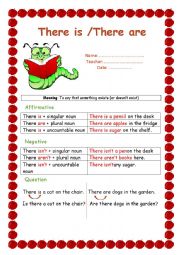 English Worksheet: There is - There are