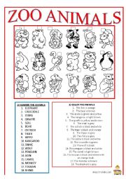 English Worksheet: ZOO ANIMALS 