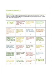 English Worksheet: Present Continuous Board Game