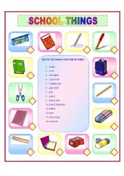 English Worksheet: SCHOOL THINGS