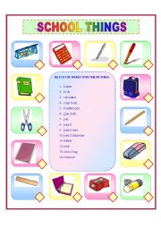 English Worksheet: SCHOOL THINGS