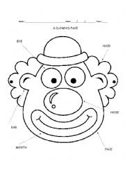 English Worksheet: A clowns face