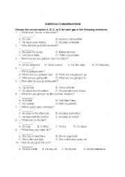 English Worksheet: Everyday Conversations 3 - Multiple Choice Questions 