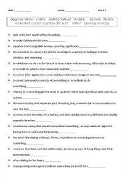 English Worksheet: vocabulary/explanations 6