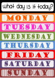 English Worksheet: DAYS OF THE WEEK POSTER