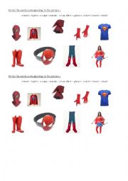 English Worksheet: Superheroes accessories