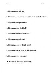 English Worksheet: stereotypes