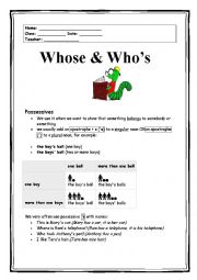 English Worksheet: Whose & Whos