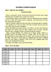 English Worksheet: reading comprehension