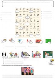 Sports test vocabulary and writing