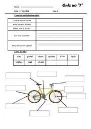 English Worksheet: bicycle and wheels