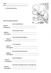 English Worksheet: verb to be