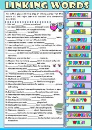 English Worksheet: Linking Words - exercises