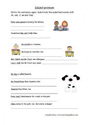 English Worksheet: subject pronouns