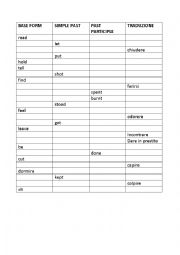 English Worksheet: Irregular verbs test