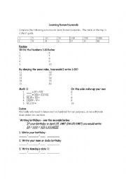 English Worksheet: Roman numbers