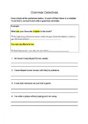 English Worksheet: Grammar Detectives