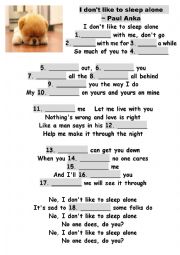 I dont like to sleep alone - Listening exericse with Answer Key