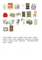 English Worksheet: furniture vocab. worksheet