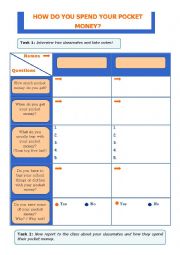 English Worksheet: Pocket money