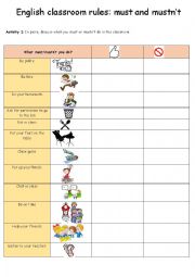 English Worksheet: English classroom rules