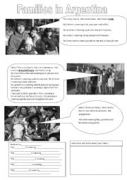 English Worksheet: Families in Argentina