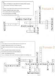 Natural diasters pairwork crossword